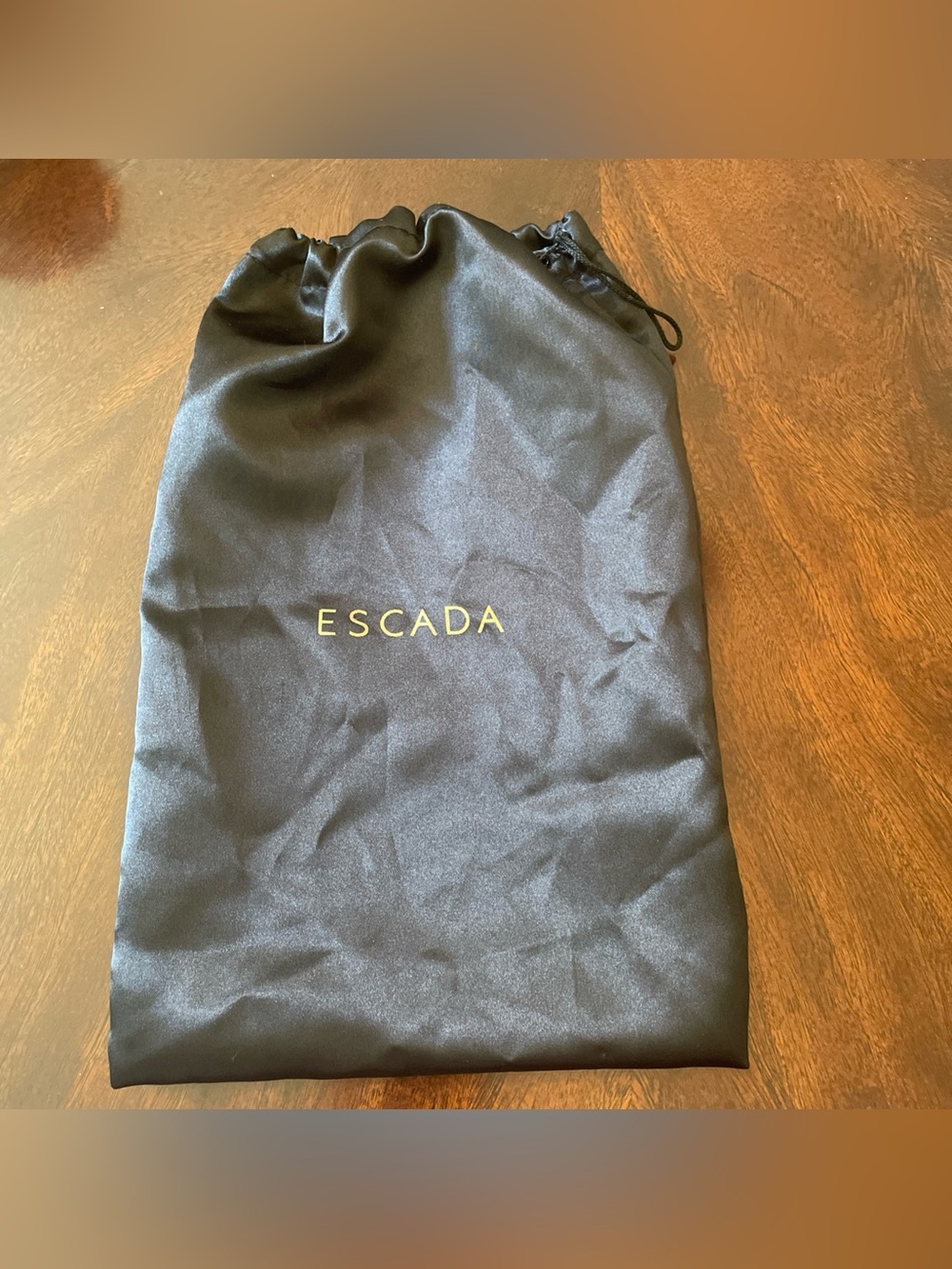 Escada Black Satin Accessories Dustbag Drawstring Bag 12X8